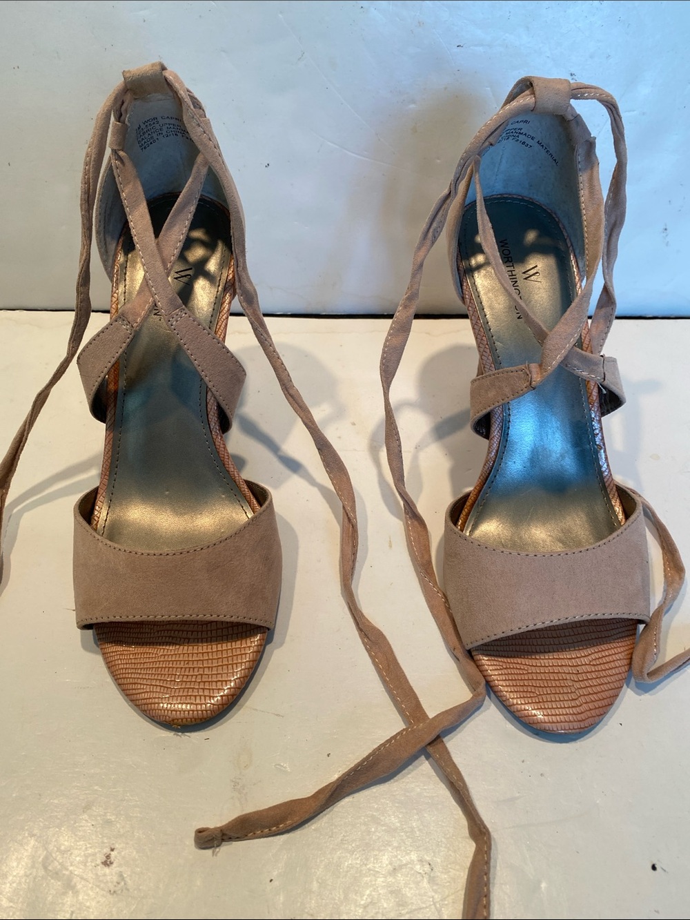 Worthington Capri Beige/Dusty Pink Faux Suede High Heels